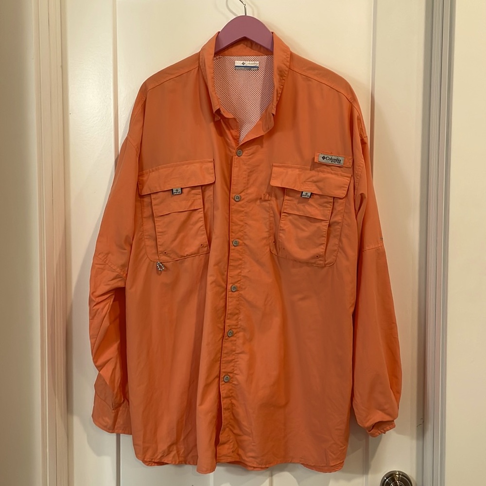 Columbia PFG Bahama  II Long Sleeve Shirt, orange, size XXL